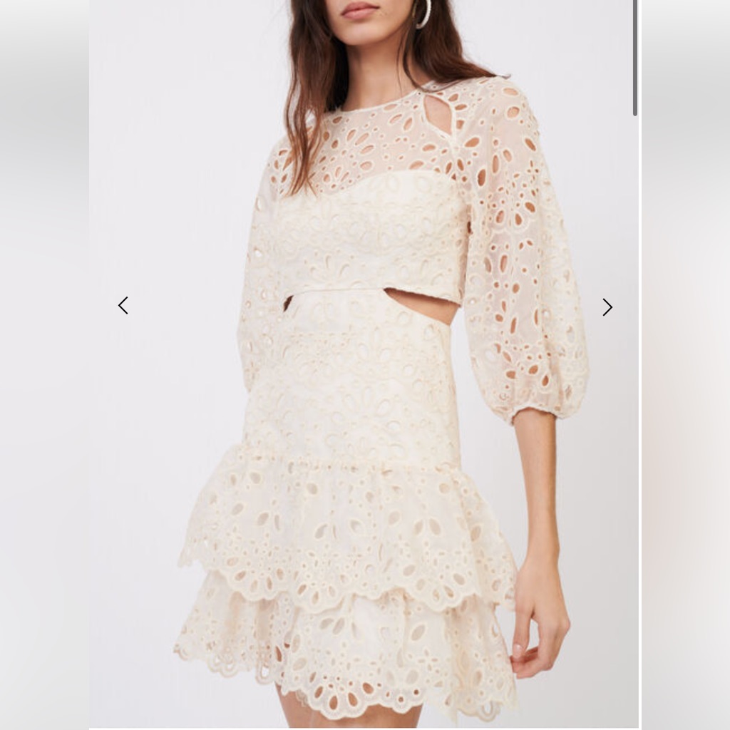 Maje Beige Eyelet Mini Dress, Size 36